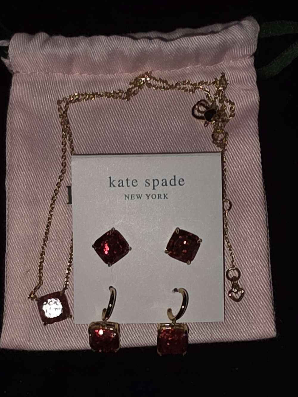 kate spade Gold and Red Glitter Jewelry Set - Picture 3 of 5
